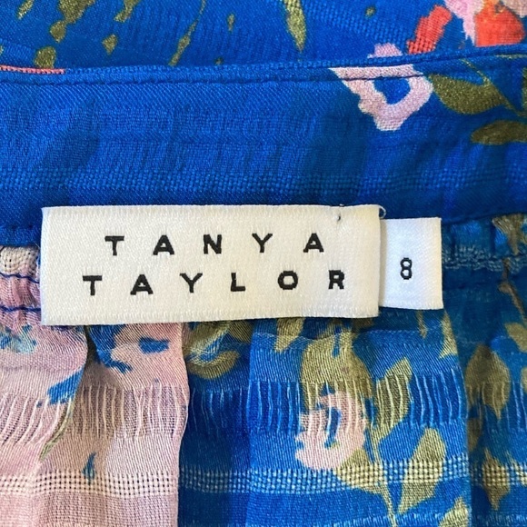 Tanya Taylor Silk Falling Floral Top Blouse Azure Blue NWOT - Picture 6 of 10